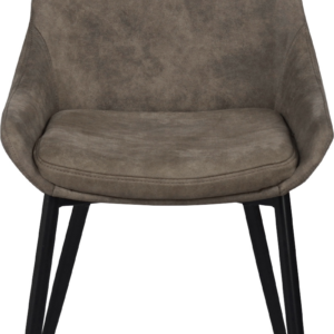 Spisebordsstol Rowico Sierra mørkbeige mikrofiber med sort pulverlakerede metalben H85ÃB49ÃD55 cm